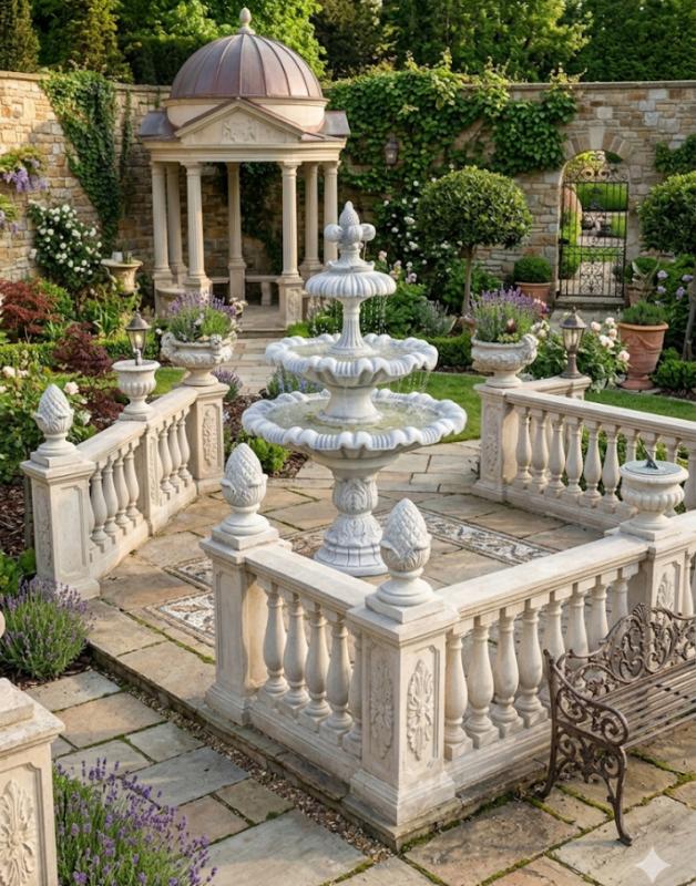 Kaskaden Gartenbrunnen Springbrunnen 2 Wasserschalen Kreuzblume 196cm