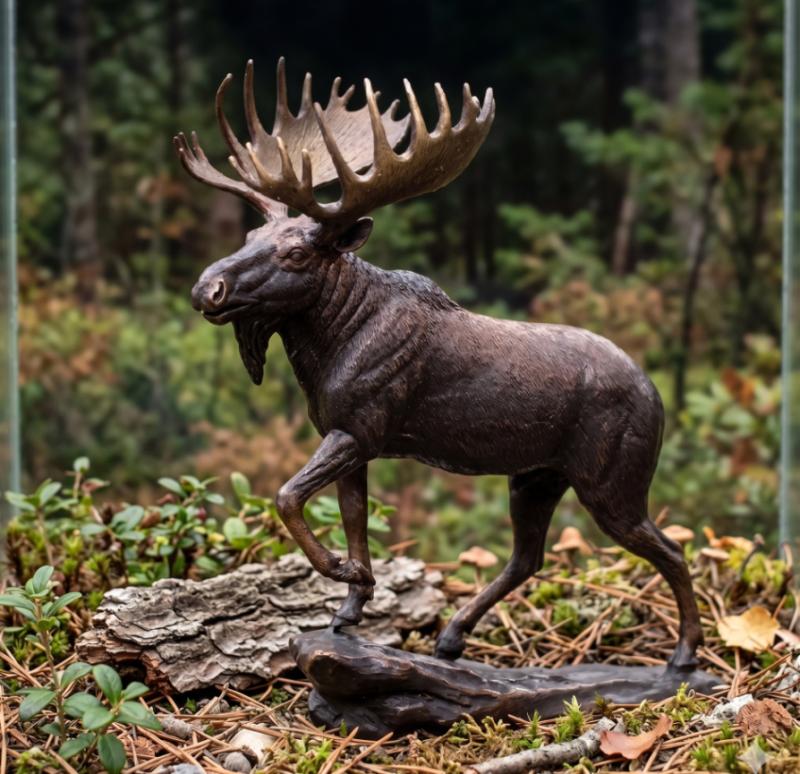 Majestätischer Bronze Elch Figur 30 cm