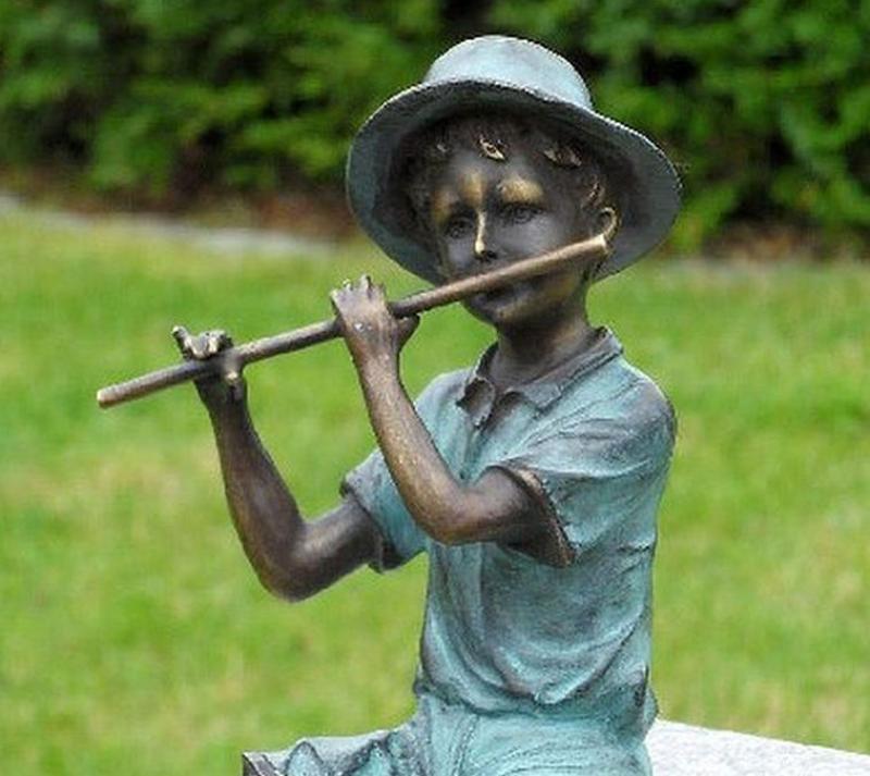 Flötenspieler Bronze Figur