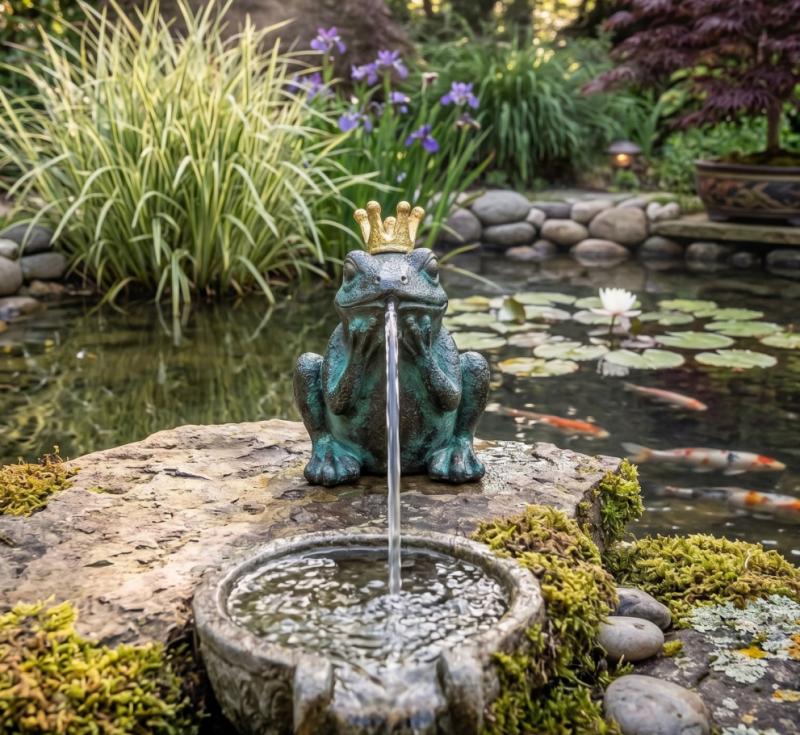 Gartenteich Frosch mit goldener Krone