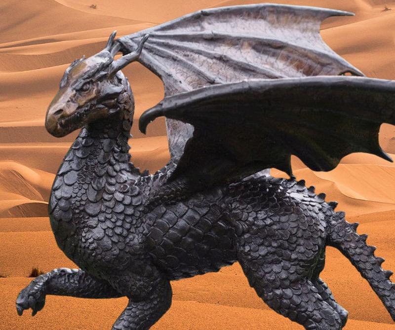 Eleganter Bronze Drache laufende Drachenfigur aus handgegossener Bronze 35cm