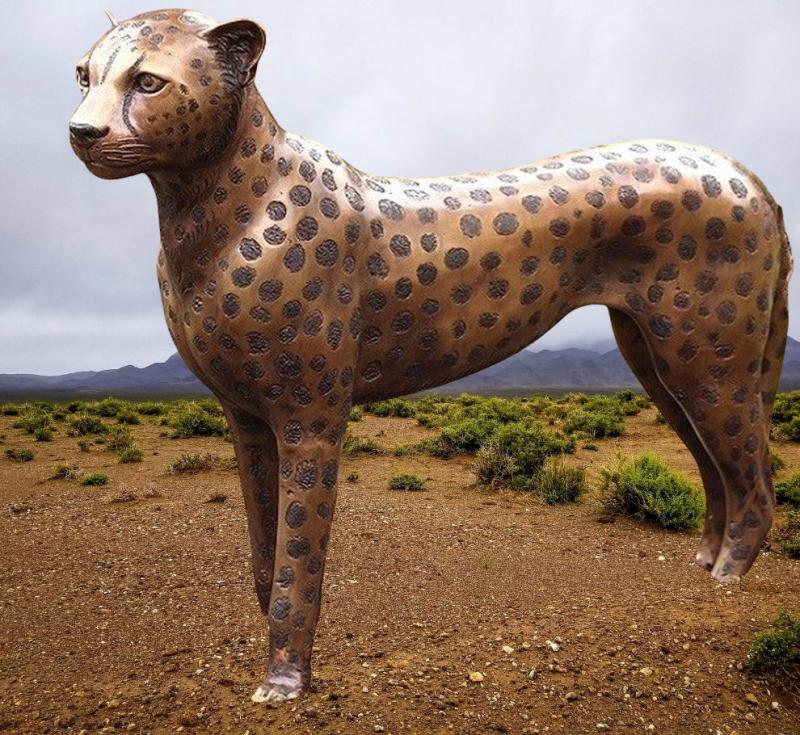 Leopard Figur Bronze markante Tierfigur