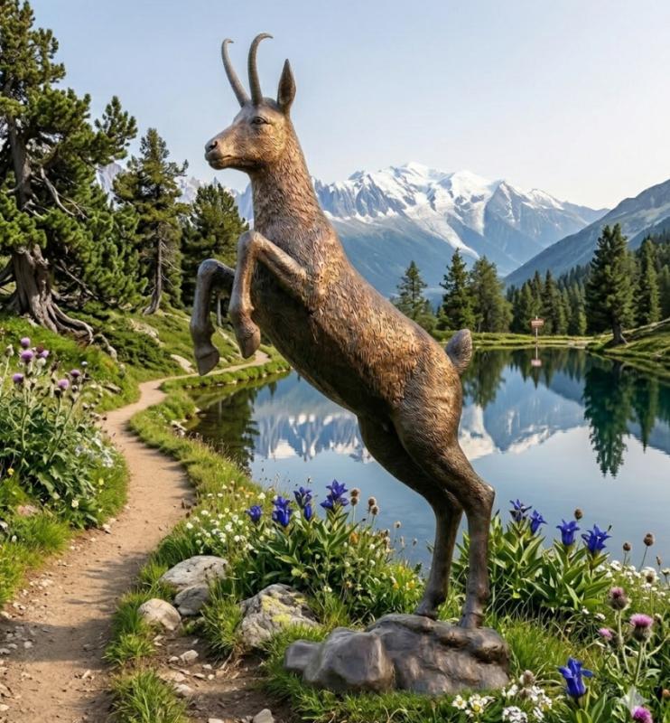 Bronze Figur Berg Ziege