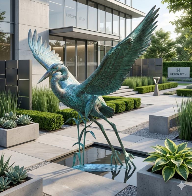 Kranich Bronze – elegante Bronzefigur