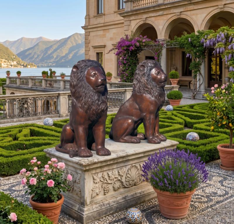 Löwen Bronze Figuren majestätische Deko für Haus & Garten 80cm