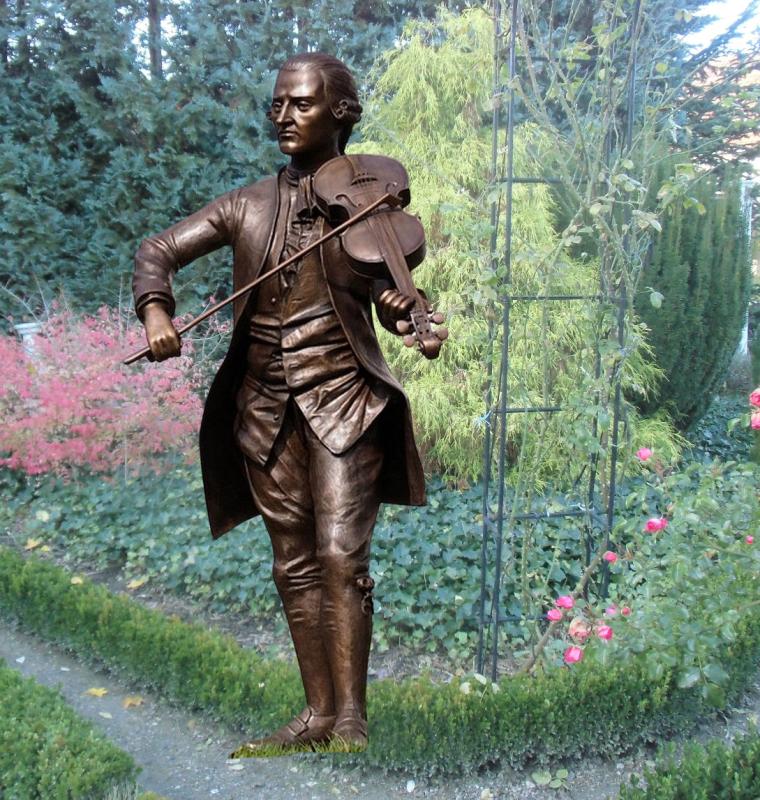 Bronzefigur Mozart mit Geige