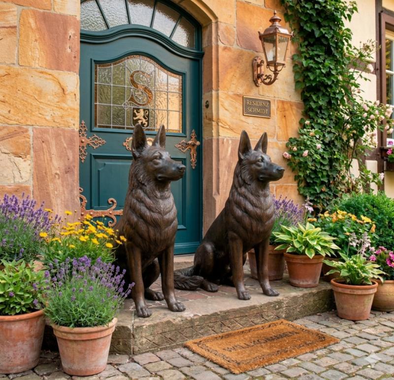 Bronzeskulptur Schäferhund Rex – Edle Hundeskulptur 75cm