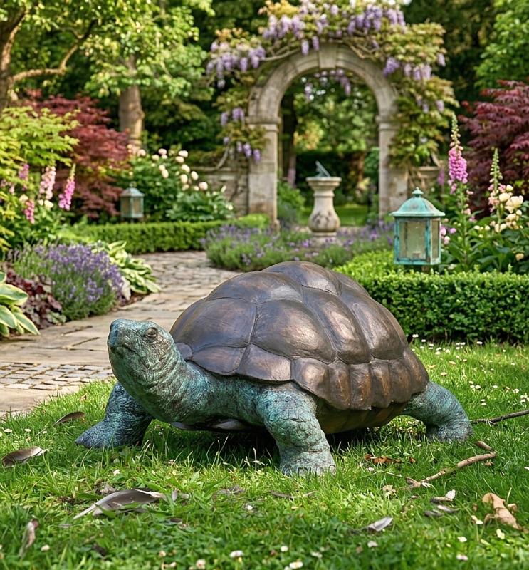 XL Schildkröte Bronze Garten Figur