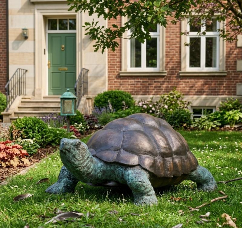 XL Schildkröte Bronze Gartenfigur