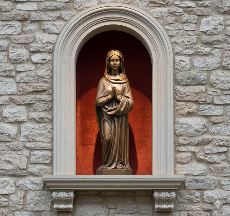 Bronzestatue Jungfrau Maria – Patinierte Reliquie für Garten und Kirche 62cm