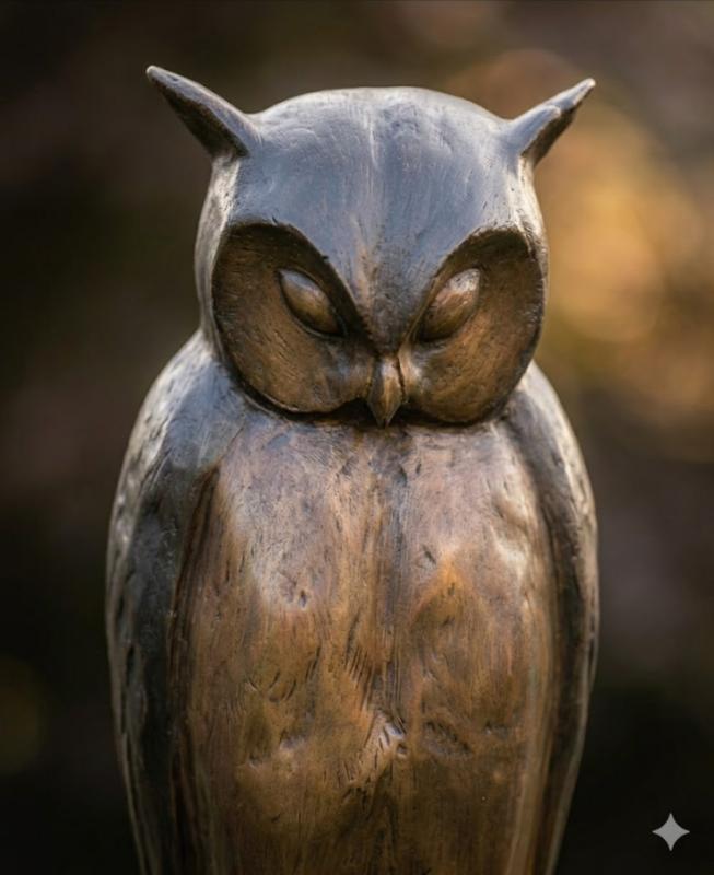 Bronzeskulptur Eule auf Baumstamm 171cm