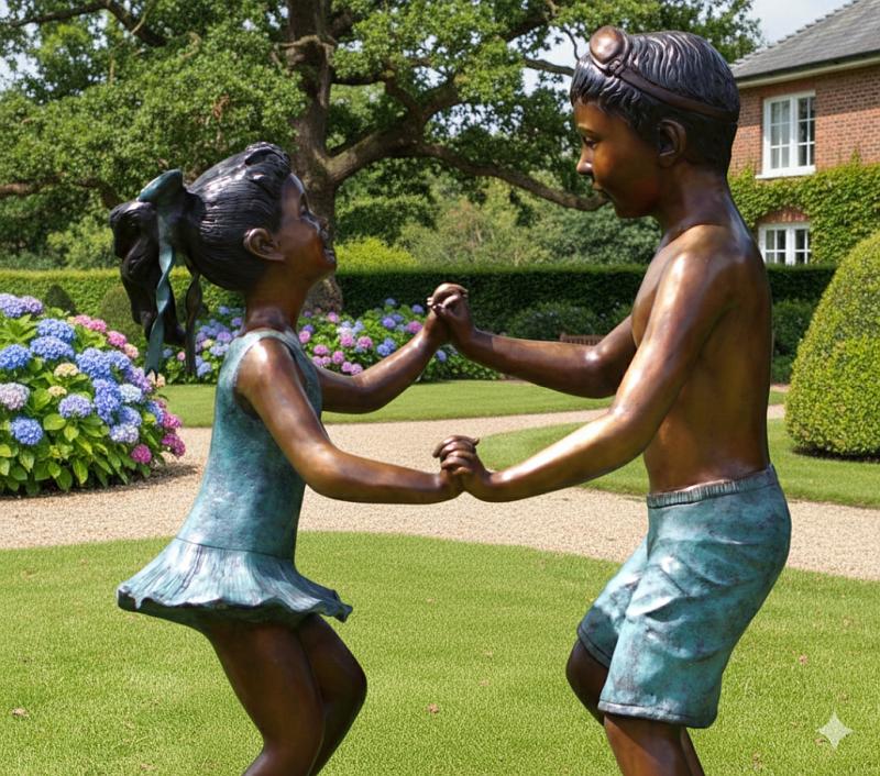 Garten Bronze Figur tanzende Kinder