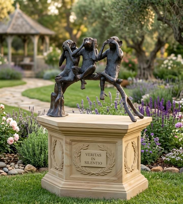 Drei Affen auf Zweig – Kunst Tierfigur