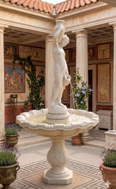 Gartenbrunnen mit einer Wasserschale und Wasserträgerin Figur 235cm
