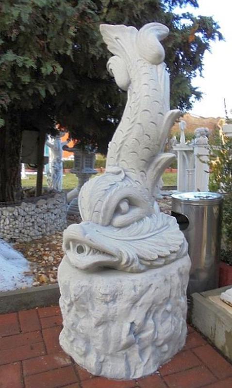 Triton Fisch Brunnenfigur Gartendekoration Welz Gartenteich Figur mit Sockel 146cm