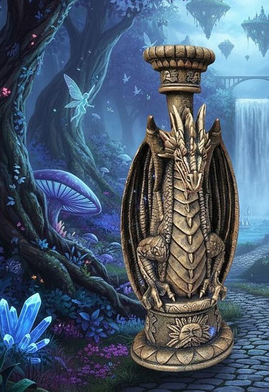 Feuerspucker-Steinfigur-mit-Flügel-Mauerwächter