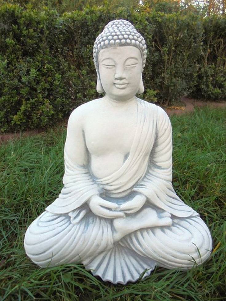 hellgrau Buddha Steinfigur