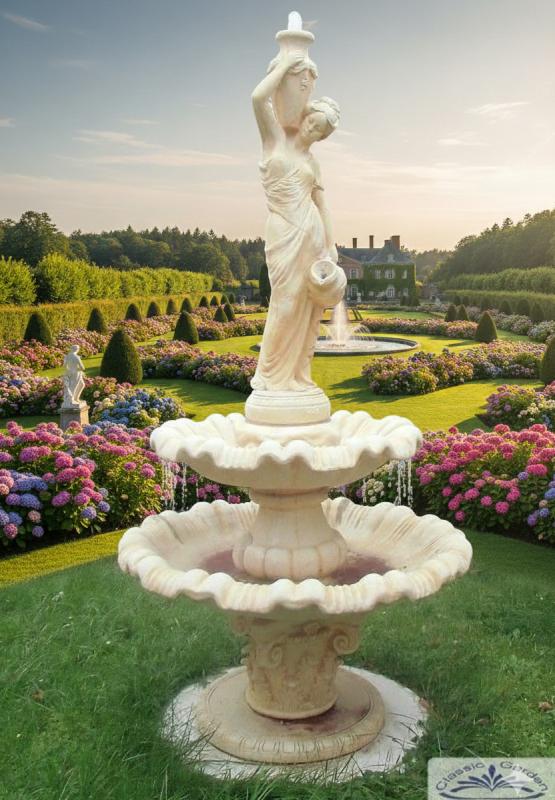 Gartenbrunnen mit großer Skulptur Figur