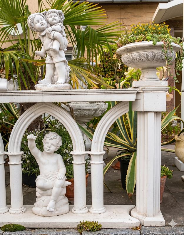 Betonzaun gotischen Bogen Balustrade Strassencafe Lokal Terrasse Gartendekoration 123cm lang