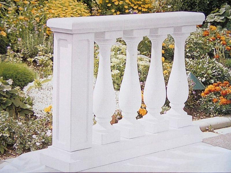 Balustrade Weißbeton 92cm hoch 125cm lang mit 5 Baluster Säulen keinen Pfeiler KP01001