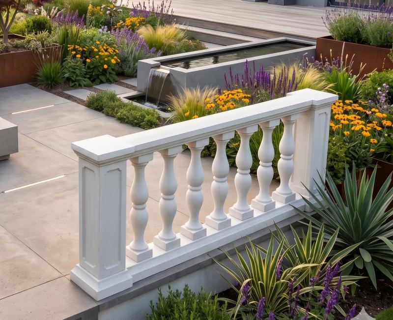 Balustrade Weißbeton 92cm hoch 125cm lang mit 5 Baluster Säulen keinen Pfeiler