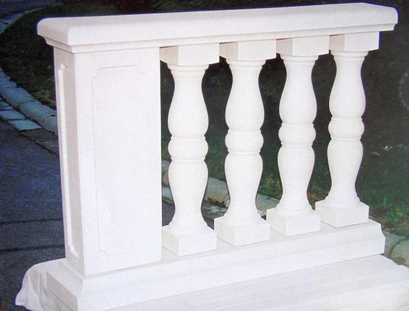 Balustrade Weißbeton 92cm hoch 125cm lang mit 5 Baluster Säulen keinen Pfeiler KP01006
