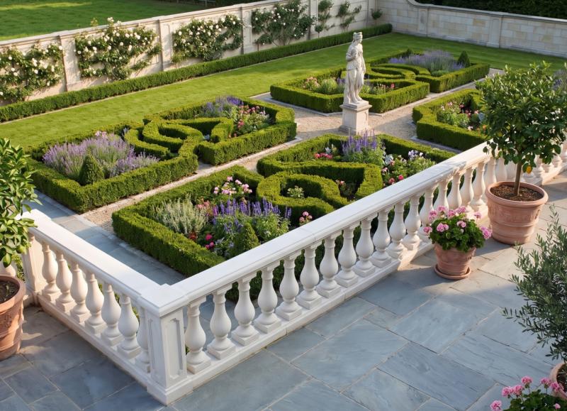 Balustrade Weißbeton 73cm hoch 125cm lang mit 5 Baluster Säulen dicker Pete
