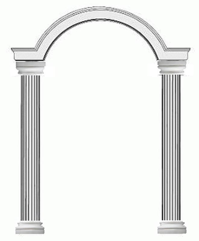 Säulenportal mit Styroporstuck Bogen und Leichtbausäulen