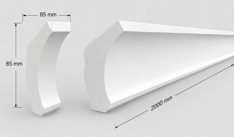 Eckprofil C-46 Gipsstuck 85x85mm Stuckleiste Eckgesims Leistenprofil 200cm