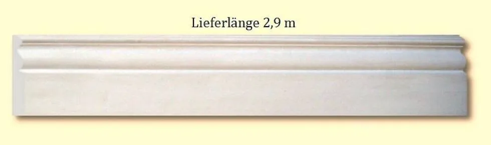 G-9 Gesims Leisten Profile 180x24mm Sockel Stuckleisten aus Gipsstuck als flaches Sockelprofil 290cm