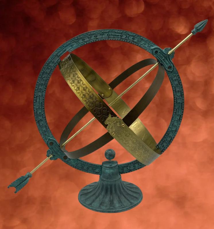 Historische Weltkugel Sonnenohr aus Bronze zur Gartendeko