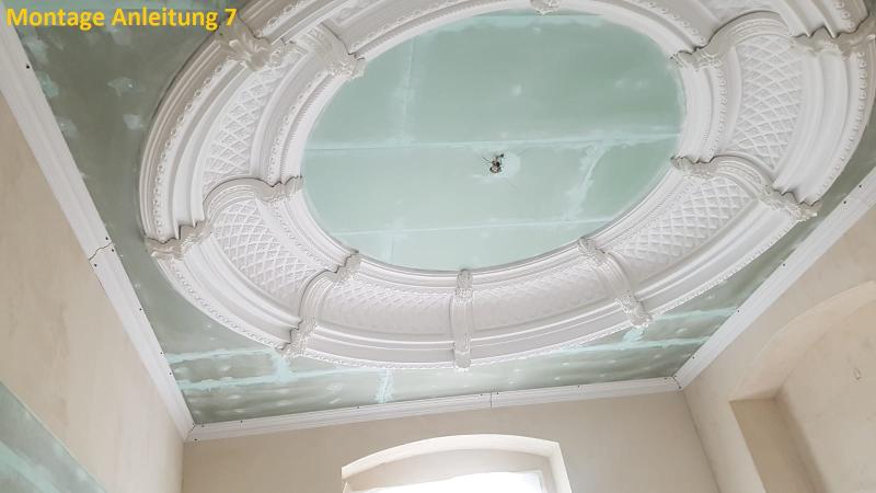 IG-4110 Verzierte Deckenkuppel mit Decken Rosette aus Polyurethan Hartschaum Kuppel Ø 2529mm Tiefe 25cm