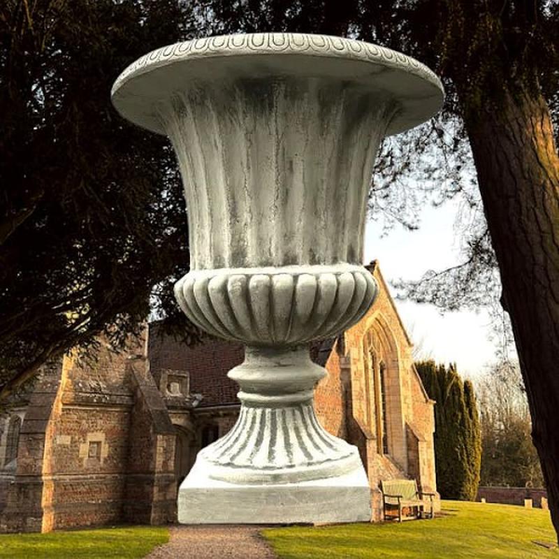 Große Pflanzamphore klassische Ziervase Blumen Pflanzgefäß aus Beton Steinguss 94cm 164kg