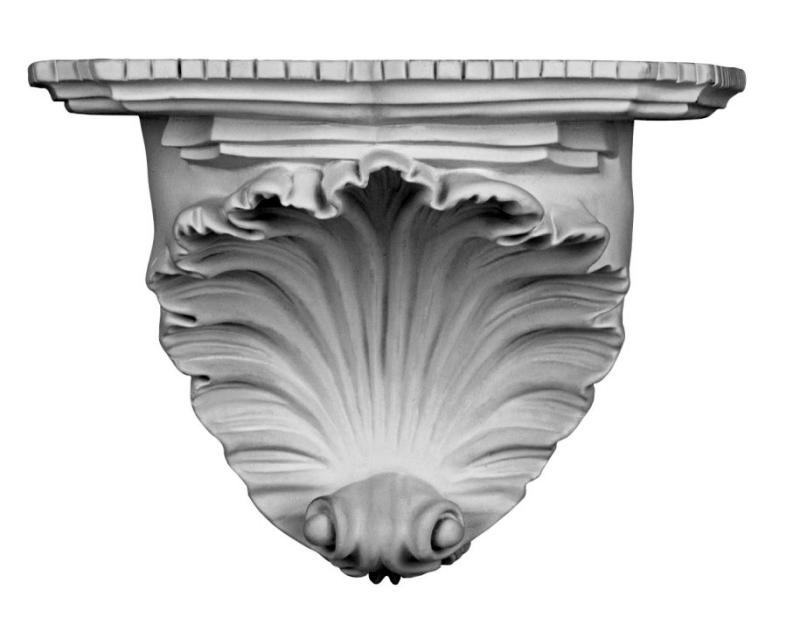 K5012 Muschel Wandkonsole als schmuckvolle leichte Konsole aus Polyurethan Hartschaum 190x265mm