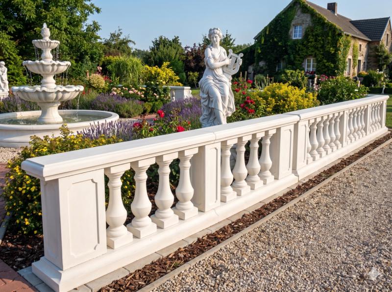 Balustrade Weißbeton 73cm hoch 125cm lang mit 5 Baluster Säulen keinen Pfeiler