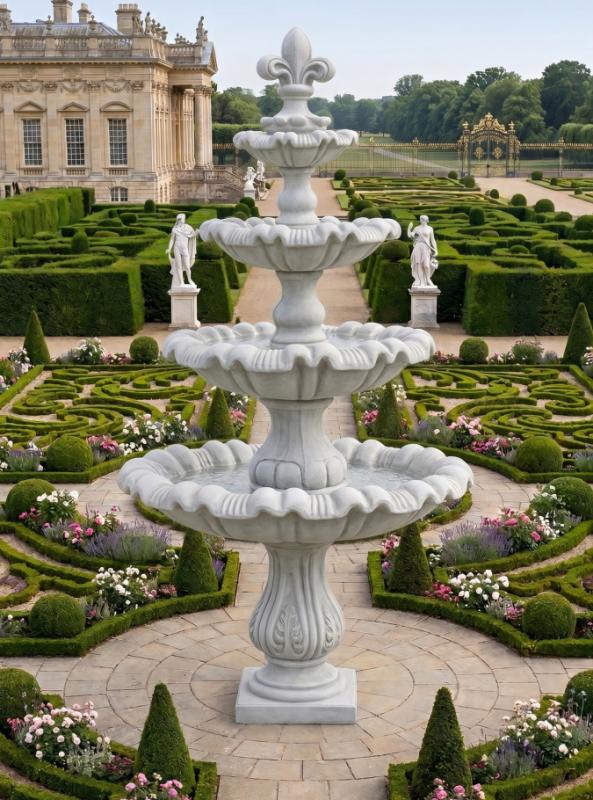 XXL Kaskaden Gartenbrunnen Standbrunnen mit 3 Wasserschalen als Springbrunnen 220cm