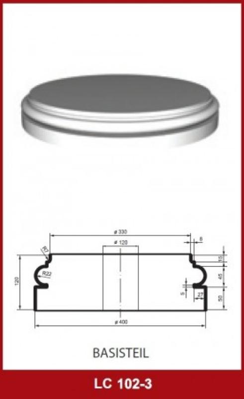 LC102-3 Säulenbasis Sockel für Styropor Säule mit 305mm Durchmesser