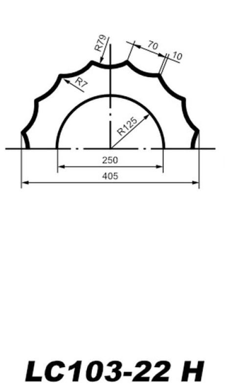LC103-22H Mass Skizze Styropor Säule Halbelement