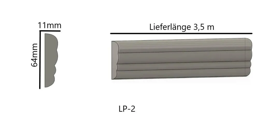 LP-2 Gipsstuck Profil Stuckleiste als flaches Gipsleiste