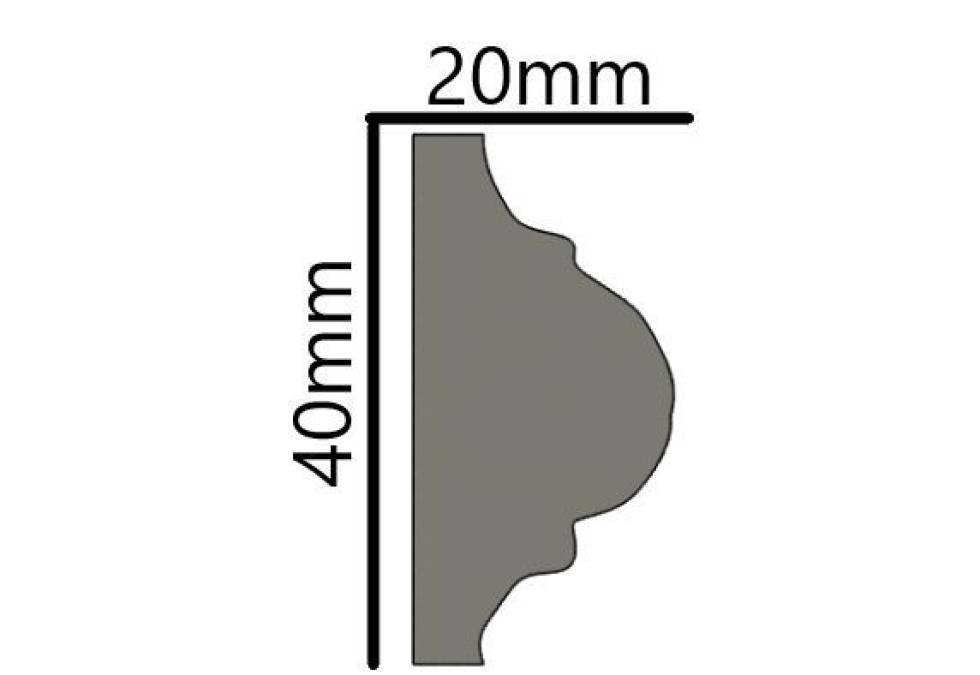 LP-24 Gipsstuck Profil 40x20mm flaches Gipsprofil für Wand- und Deckenspiegel Rahmen 200cm