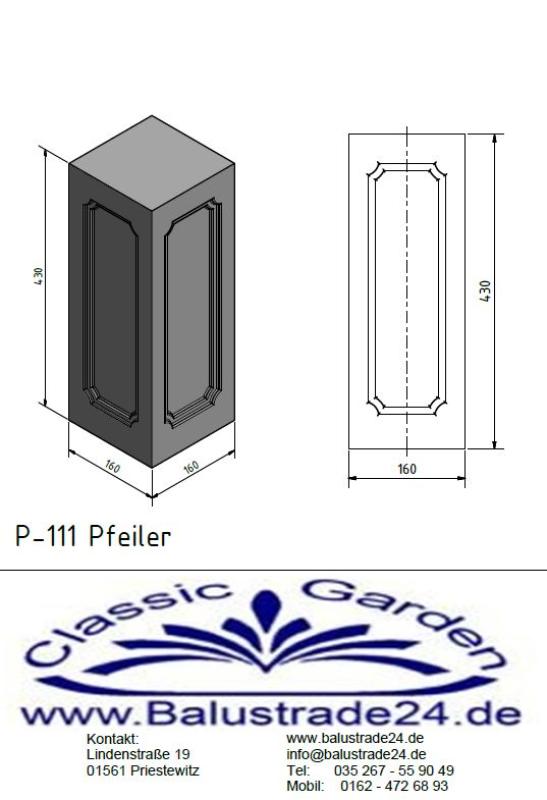 Beton Vierkant Posten für Balustraden Geländer