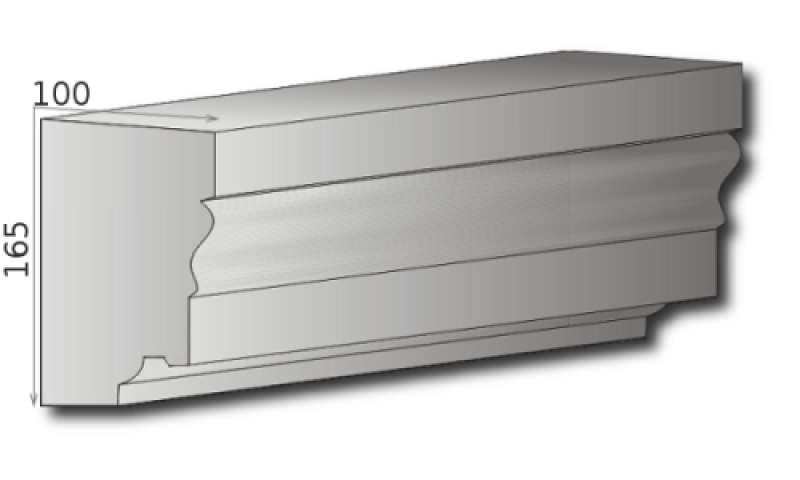 Styroporstuck Profile für Fenster Verdachung WDVS Fassadenstuck Gesims Leisten 165x100mm 300cm P1A