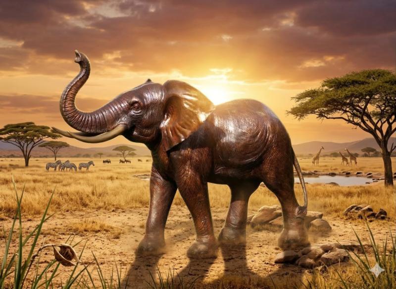 Afirka Bronze Elefant in ser Savanne von Afirka