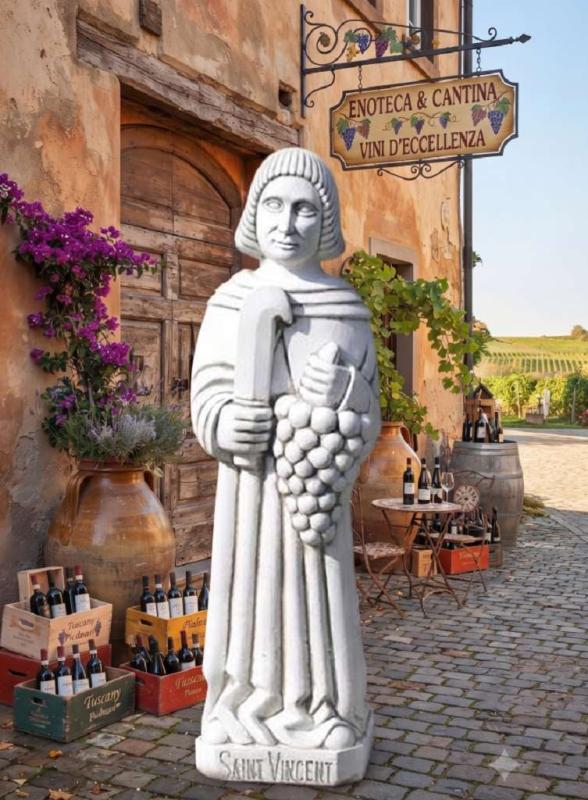 Saint Vincent Figur mit Wein Steinfigur