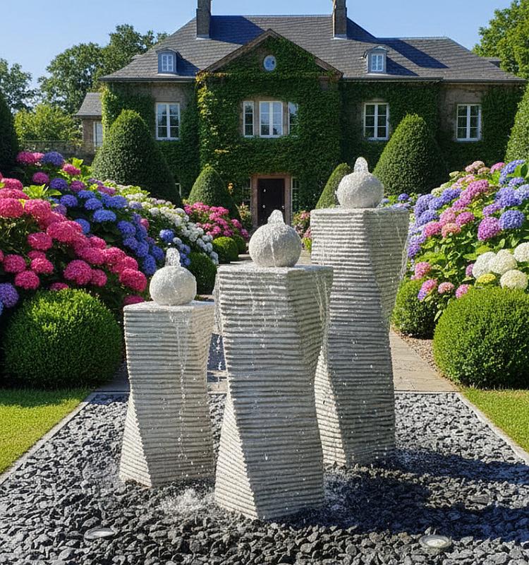 Steinsäulen mit Kugel Gartendekoration aus Beton Steinguss