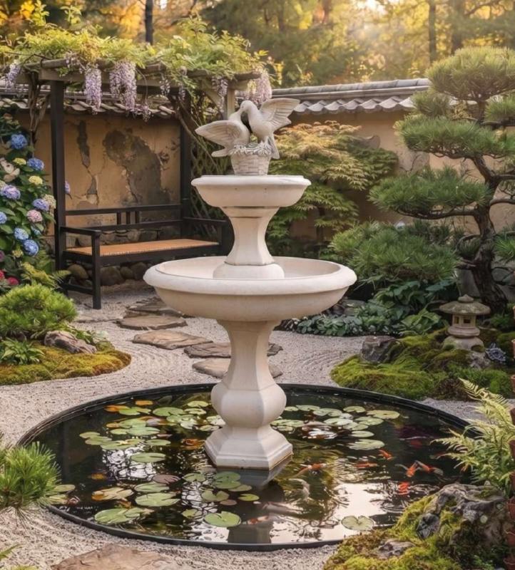 Toskana Brunnen Tauben Etagenbrunnen Kaskadenbrunnen Gartenbrunnen Tauben Brunnen