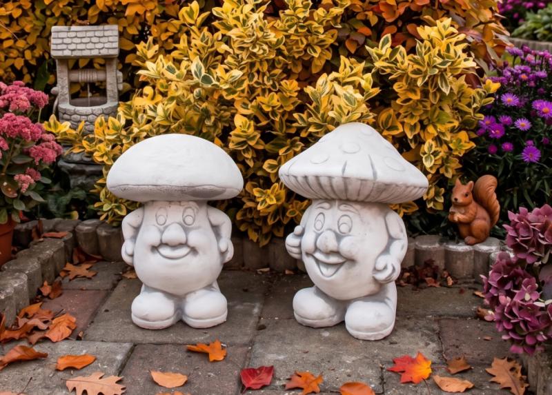 Gartenpilze Steinfiguren Steinpilze Gartendekoration Beton Steinguss Figuren 32cm 17kg