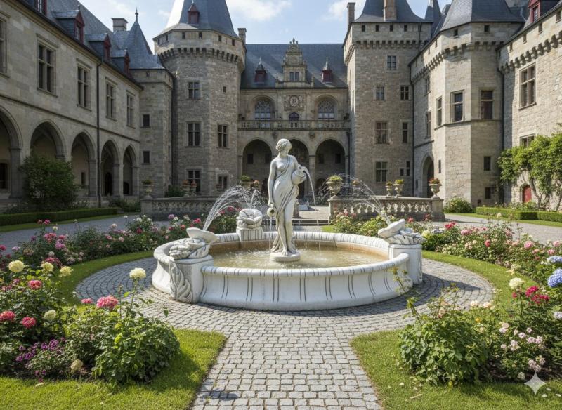 Grosses-Brunnenbecken-mit-Figur