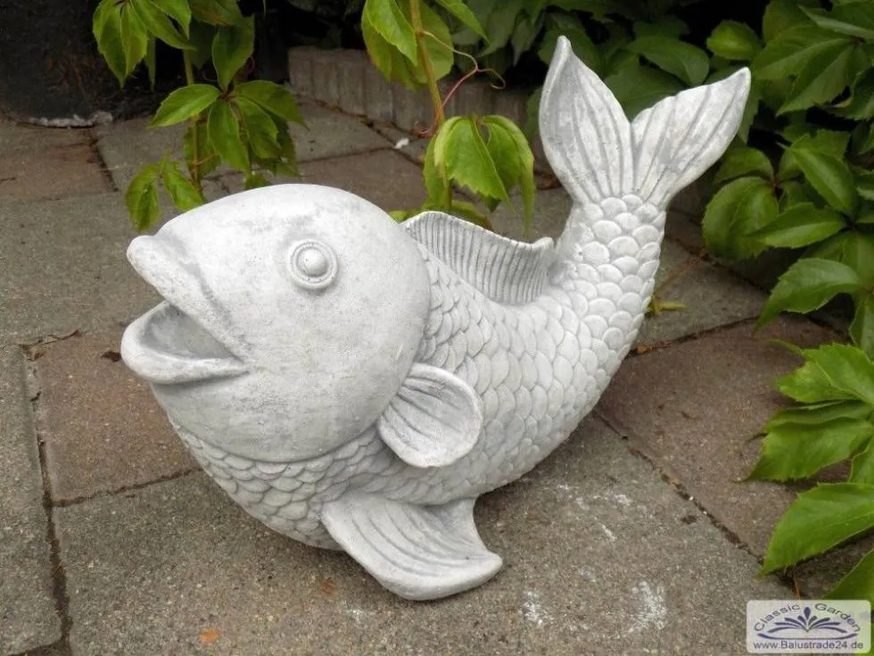 CZ-1302 Fisch als Gartenteich Deko Steinfigur Gartenfigur Koi für Gartenteich 32x21cm 6kg