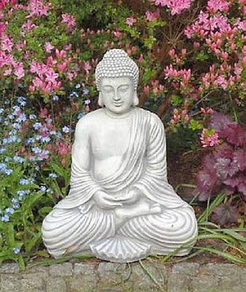 Buddha Figur hellgrau